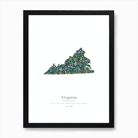 Virginia State | Wildflowers on Juniper Green Art Print