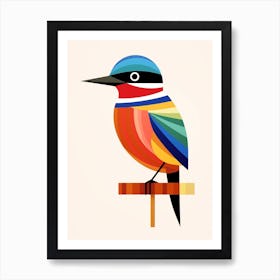 Colourful Geometric Bird Cuckoo 1 Art Print
