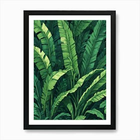 Close Up Of Green Banana Leaves Texture 1 Art Print