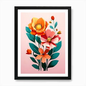 Efflorescence: Where Flowers and Feathers Meet Art Print