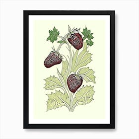 Everbearing Strawberries, Plant, William Morris Inspired Art Print