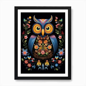Folk Bird Illustration Owl 3 Art Print