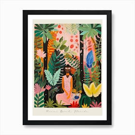 Poster Of Miami Beach, Florida, Matisse And Rousseau Style 1 Art Print