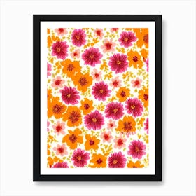 Foxglove Floral Print Retro Pattern 1 Flower Art Print