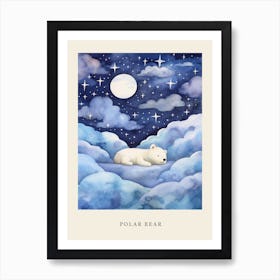 Baby Polar Bear 2 Sleeping In The Clouds Nursery Poster Art Print