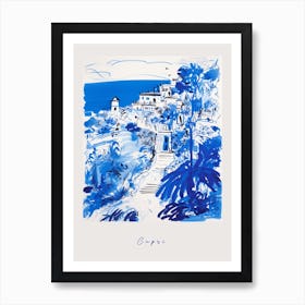 Capri 2 Italy Blue Drawing Poster Art Print