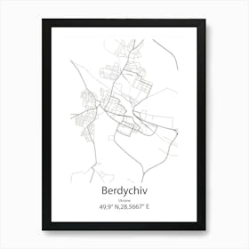 Berdychiv,Ukraine Minimalist Map Art Print