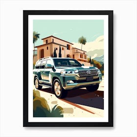 A Toyota Land Cruiser In The French Riviera Car Illustration 3 Art Print