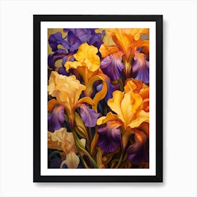 Iris Orange Iris Purple Art Print