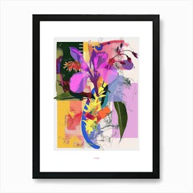 Lilac 1 Neon Flower Collage Poster Art Print