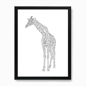 Geometric Giraffe animal lines art Art Print