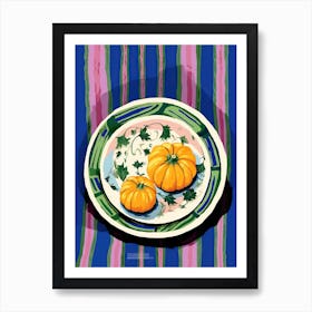 A Plate Of Pumpkins, Autumn Food Illustration Top View 48 Art Print