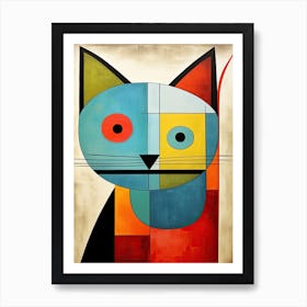 Geometry of Purr: Minimalist Cubist Cat Expressions Art Print