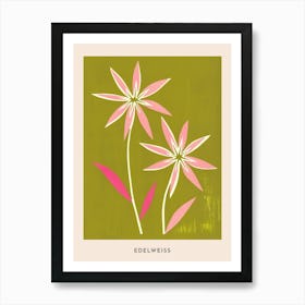 Pink & Green Edelweiss 2 Flower Poster Art Print