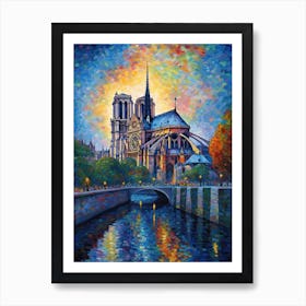 Notre Dame Paris France Paul Signac Style 4 Art Print