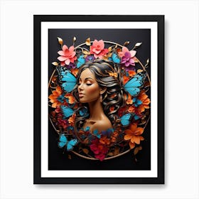 Flower Girl With Butterflies Art Print