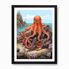 Giant Pacific Octopus Illustration 9 Art Print