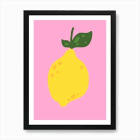 Lemon On A Pink Background Print Art Print