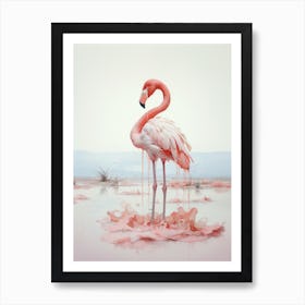 flamingo illustration 1 Art Print