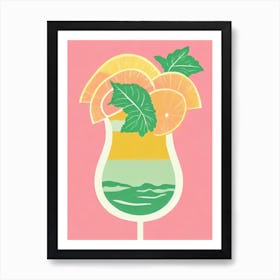 Dirty Shirley Retro Pink Cocktail Poster Art Print