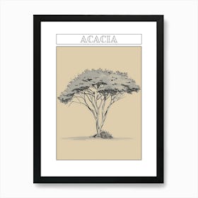 Acacia Tree Minimalistic Drawing 2 Poster Art Print