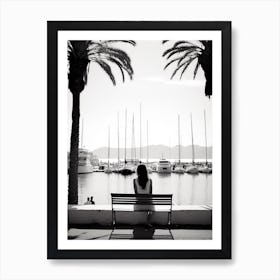 Cannes, France, Mediterranean Black And White Photography Analogue 3 Art Print