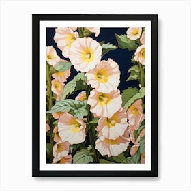 Hollyhock 3 Flower Painting Art Print