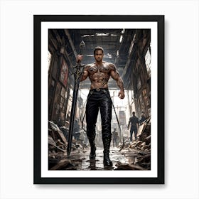 Muscular Barbarian Warrior Art Print #2 Art Print