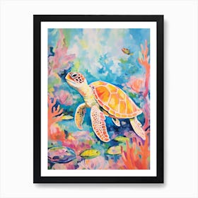 Colourful Sea Turtles In Ocean 5 Art Print