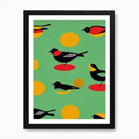 Blackbird 3 Midcentury Illustration Bird Art Print