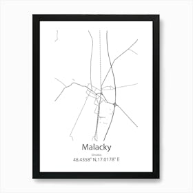 Malacky,Slovakia Minimalist Map Art Print