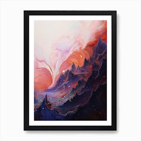 Nebula Abstract Mountain Painting #3 Art Print