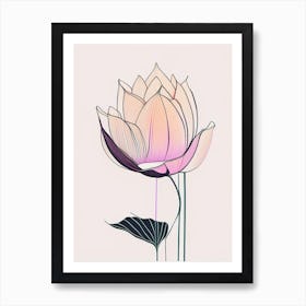 Giant Lotus Minimal Line Drawing 1 Art Print