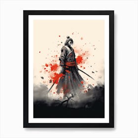 Samurai Shodo Style Illustration 2 Art Print
