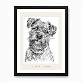 Border Terrier Dog Line Sketch 2 Poster Art Print