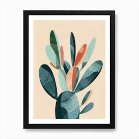 Bunny Ear Cactus Minimalist Abstract Illustration 1 Art Print