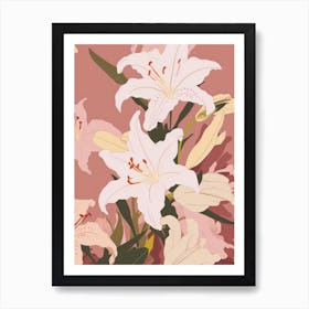 Lilies Flower Big Bold Illustration 2 Art Print