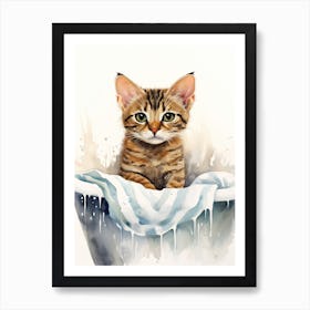 Begal Cat In Bathtub Bathroom 1 Art Print