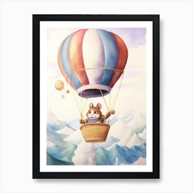 Baby Chipmunk 1 In A Hot Air Balloon Art Print