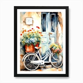 Bicycle With Basket Flowers Art Print