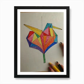 Origami Hummingbird Art Print