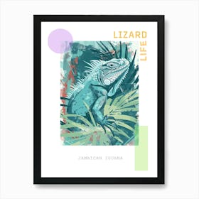 Turquoise Jamaican Iguana Abstract Modern Illustration 4 Poster Art Print