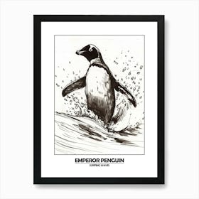 Penguin Surfing Waves Poster 5 Art Print