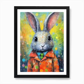 Cute Rabbit In Polka Dots Art Print