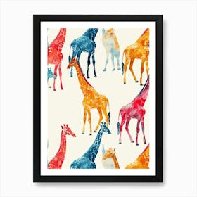 Giraffe Watercolour Pattern Art Print