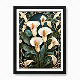 Default Stylized Colorful Design Of Arum Lilies In Art Nouveau 0 Art Print