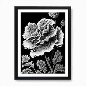 Carnation Leaf Linocut 2 Art Print