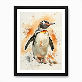 Humboldt Penguin Bartolom Island Watercolour Painting 3 Art Print