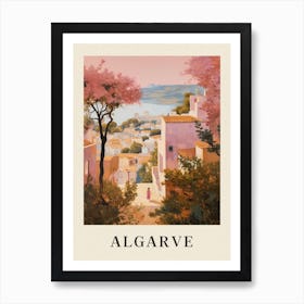 Algarve Portugal 1 Vintage Pink Travel Illustration Poster Affiche