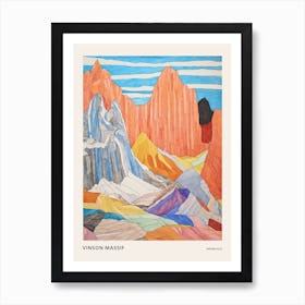 Vinson Massif Antarctica 2 Colourful Mountain Illustration Poster Art Print